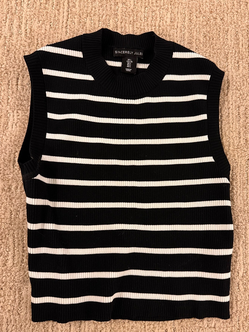 Black & White Striped Sweater Vest